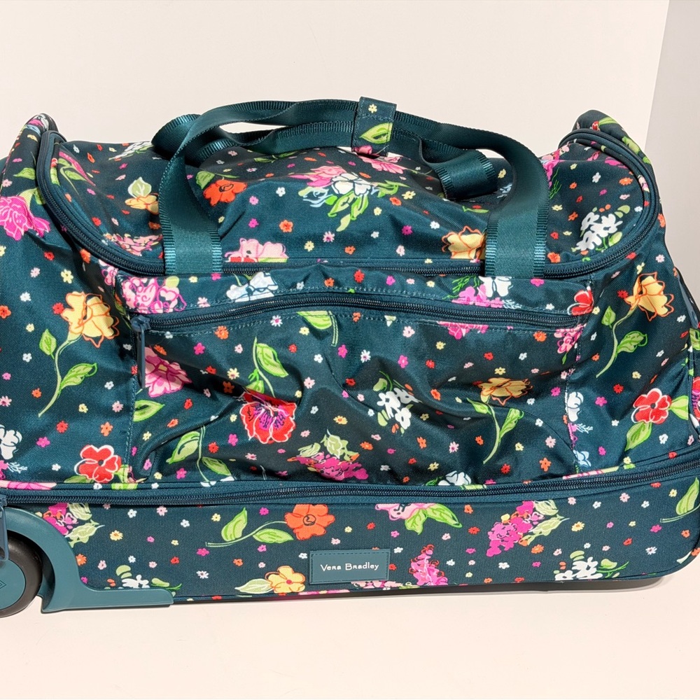 Vera Bradley Teal Floral Rolling Travel Bag